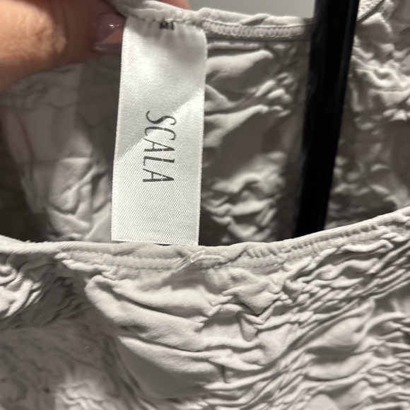 Scala Light Gray Textured Ruched Tank Top - Picture 3 of 6